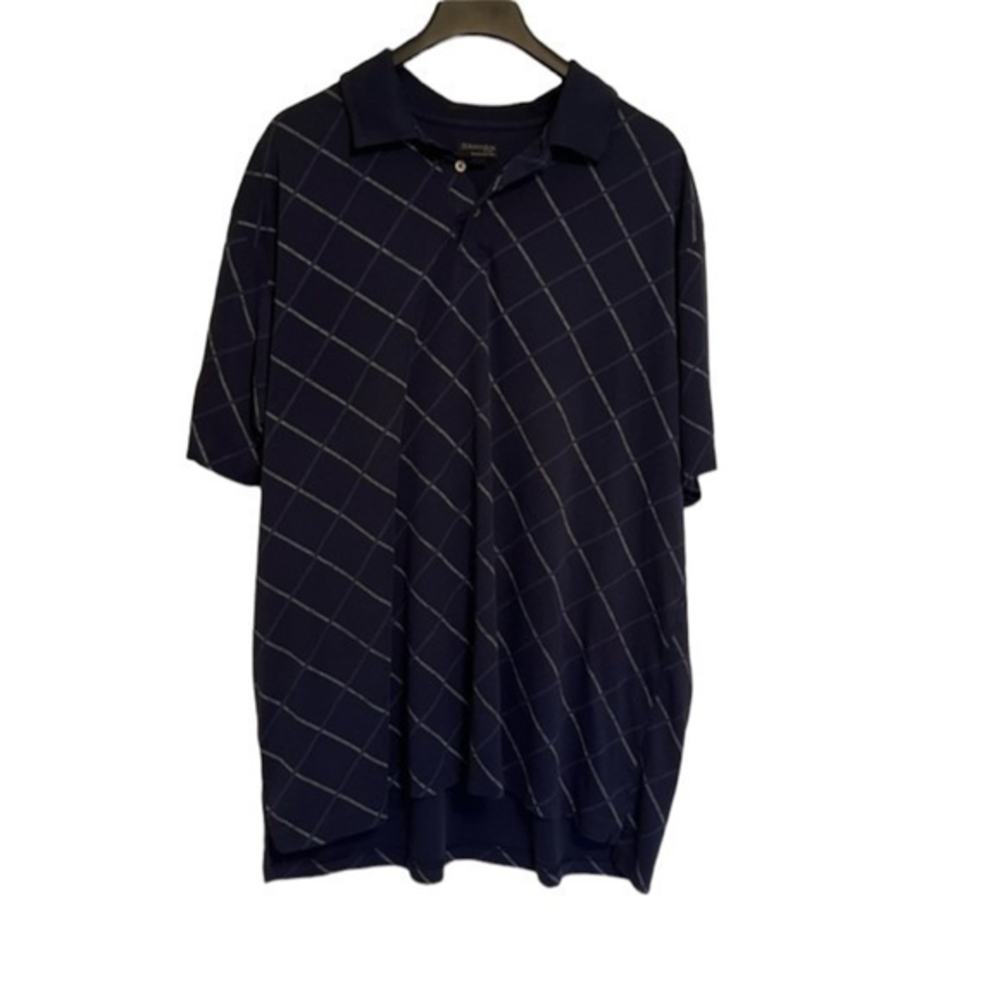 St Johns Bay Mens 3XLT Navy‎ Blue Grid Pima Cotton Quick-Dri Polo Shirt Tall #13
